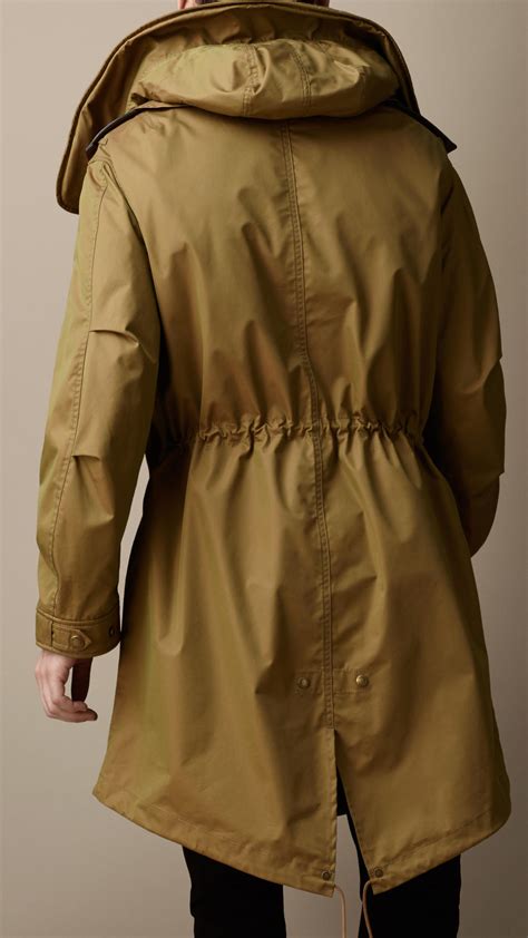 burberry men's brown cotton blend twill parka